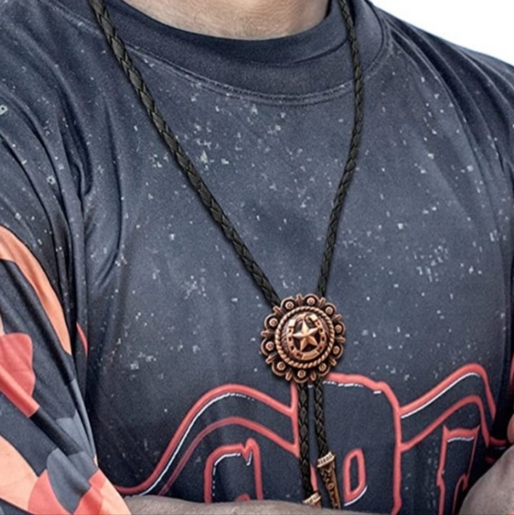 New copper horshoe star bolo tie approximately 40" - Picture 4 of 7